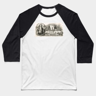 Old Christmas Church Snow scene 1862 Baseball T-Shirt